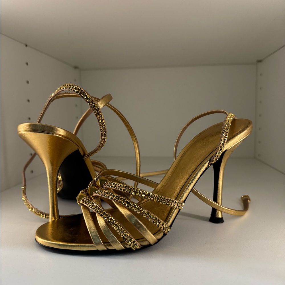 Valentino Gold Embellished Heels